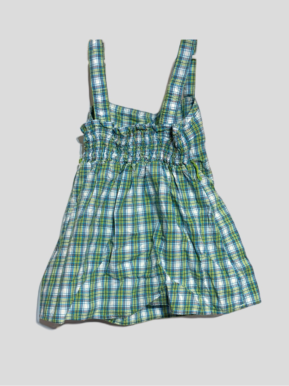 The Children's Place Blue and Green Plaid Smocked Tank Top